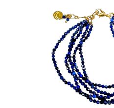 Lapis Beaded 5-Layer Bracelet | 22K Gold Plated Brass | Adjustable Size 7 inch